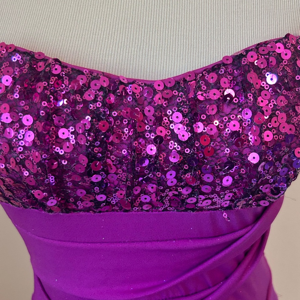 Ruby Rox Purple Sequin Ruched Mini Dress - Picture 3 of 7